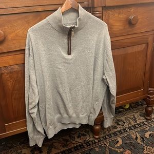Onward Reserve 1/4 Zip Sweater gray leather zipper pull